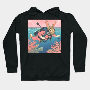 Funny Scuba Diver of a Rabbit Bunny Dad Scuba Diving Season of Corals Hoodie